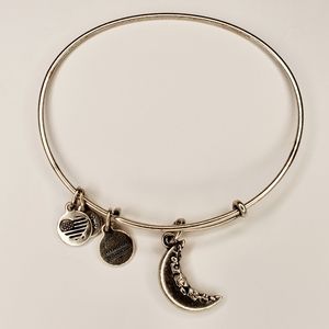 Alex and Ani Crescent Moon Bracelet Swarovski Crystals Silver Celestial Zodiac